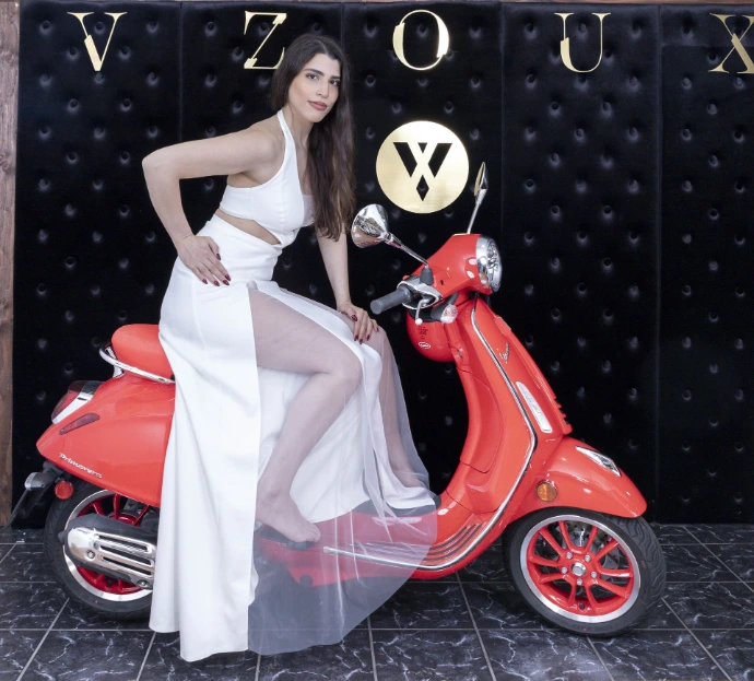 white party design custome girl woman models vespa