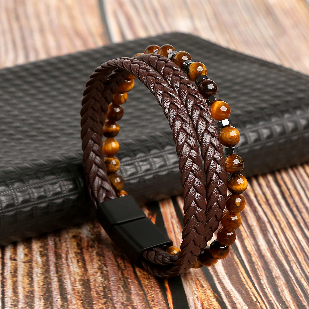 Lapui 3Layers bead and leather Bracelet