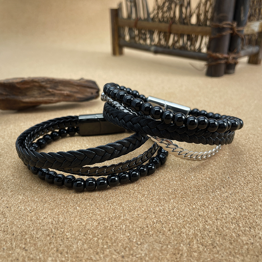 Mohr Chain Bead and Braided Bracelet