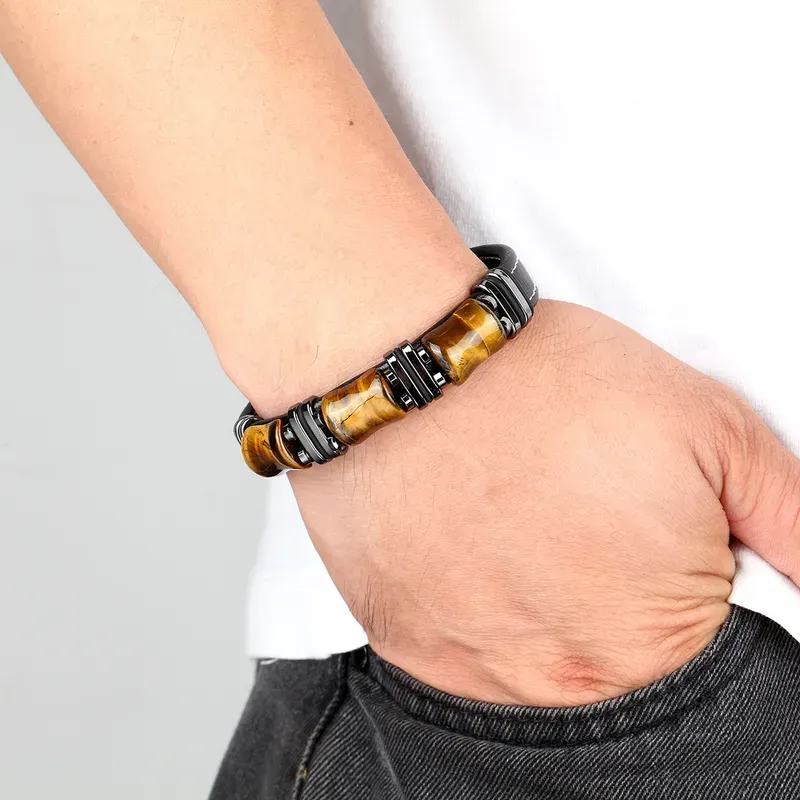 Arak Rock and Leather Bracelet
